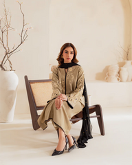 VINTAGE-3PC DHANAK EMBROIDERED SHIRT WITH CHIFFON EMB DUPATTA AND TROUSER-ADR-4292