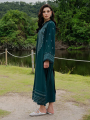 YARDS-3PC DHANAK EMBROIDERED SHIRT WITH COUTRAI PRINTED SHAWL AND TROUSER-ADR-5272