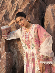 MAHNUR-3PC LAWN CHIKAN HEAVY EMBROIDERED SHIRT WITH KHADDI NET EMBROIDERED DUPATTA AND TROUSER-ADR-4734