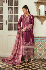 JAZMIN-3PC DHANAK EMBROIDERED SHIRT WITH COURTRAI WOOL PRINTED SHAWL AND TROUSER-ADR-4185