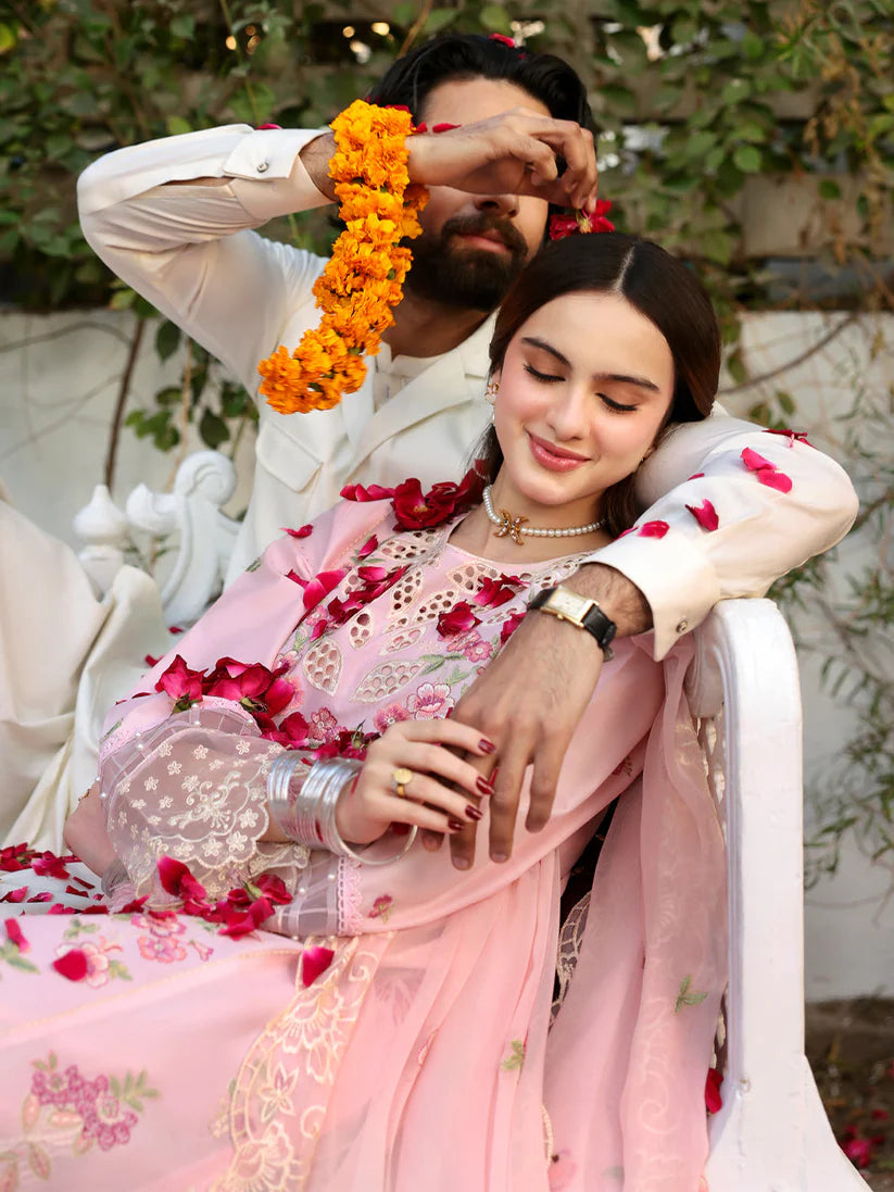 MAHNUR-3PC LAWN EMBROIDERED SHIRT WITH MONARK EMBROIDERED DUAPATTA AND TROUSER-ADR-3716