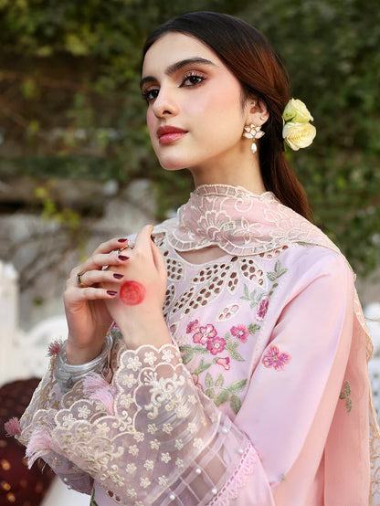 MAHNUR-3PC LAWN EMBROIDERED SHIRT WITH MONARK EMBROIDERED DUAPATTA AND TROUSER-ADR-3716