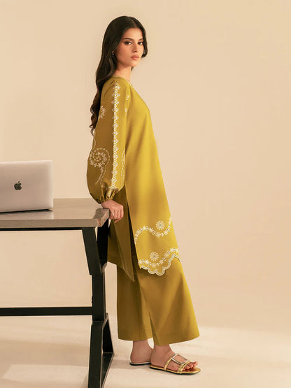 BATIK-2PC DHANAK EMBROIDRED SHIRT WITH DHANAK EMBROIDRED SLEEVES-ADR-122