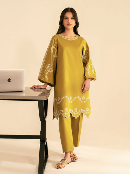 BATIK-2PC DHANAK EMBROIDRED SHIRT WITH DHANAK EMBROIDRED SLEEVES-ADR-122