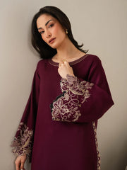 IZEL-2PC DHANAK EMBROIDERED SHIRT WITH DHANAK EMBROIDERED SLEEVES-ADR-15074