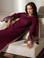 IZEL-2PC DHANAK EMBROIDERED SHIRT WITH DHANAK EMBROIDERED SLEEVES-ADR-15074