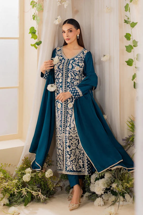 MIRANA-3PC LAWN EMBROIDERED SHIRT WITH BAMBER CHIFFON DUPATTA AND TROUSER-ADR-4728