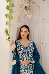 MIRANA-3PC LAWN EMBROIDERED SHIRT WITH BAMBER CHIFFON DUPATTA AND TROUSER-ADR-4728