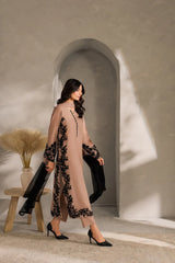 ASIM JOFA-3PC DHANAK EMBROIDERED SHIRT WITH TYE&DYED CHIFFON DUPATTA AND TROUSER-ADR-4287