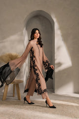 ASIM JOFA-3PC DHANAK EMBROIDERED SHIRT WITH TYE&DYED CHIFFON DUPATTA AND TROUSER-ADR-4287