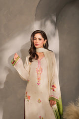 MIRANA-3PC DHANAK EMBROIDERED SHIRT WITH BAMBER CHIFFON DUPATTA AND TROUSER-ADR-4289