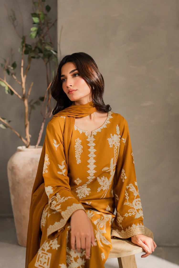MIRANA-3PC DHANAK EMBROIDERED SHIRT WITH BAMBER CHIFFON DUPATTA AND TROUSER-ADR-4288