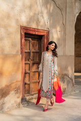 MIRANA-3PC RAW SILK EMBROIDERED SHIRT WITH CHIFFON TYE&DYE DUPATTA AND TROUSER-ADR-5150
