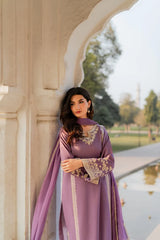 MIRANA-3PC RAW SILK EMBROIDERED SHIRT WITH SOFT SILK DUPATTA AND TROUSER-ADR-5149