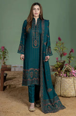 MOHAGNI-3PC KARANDI EMBROIDERED SHIRT WITH KARANDI EMBROIDERED SHAWL AND TROUSER-ADR-4256