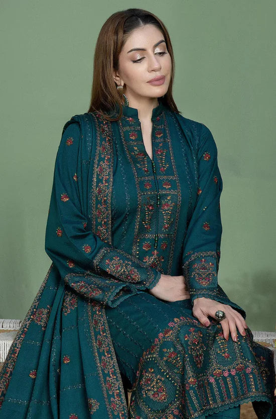 MOHAGNI-3PC KARANDI EMBROIDERED SHIRT WITH KARANDI EMBROIDERED SHAWL AND TROUSER-ADR-4256
