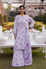BATIK-3PC LAWN PRINTED EMB SHIRT WITH SILK PRINTED DUPATTA AND PRINTED TROUSER-ADR-019
