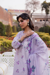 BATIK-3PC LAWN PRINTED EMB SHIRT WITH SILK PRINTED DUPATTA AND PRINTED TROUSER-ADR-019
