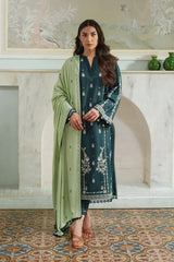 BATIK-3PC DHANAK EMBROIDERED SHIRT WITH DHANAK EMBROIDERED SHAWL & TROUSER-ADR-4178