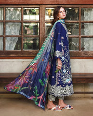 MUSHQ-3PC LAWN EMBROIDERED SHIRT WITH CHIFFON PRINTED DUPATTA AND TROUSER-ADR-4926