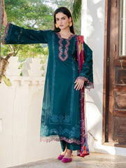 IZEL-3PC LAWN EMBROIDERED SHIRT WITH CHIFFON PRINTED DUPATTA AND TROUSER-ADR-4841