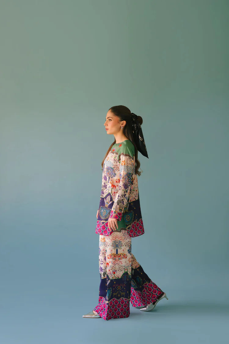 ADORE-2PC SHAMOZE SILK PRINTED SHIRT & SHAMOZE SILK PRINTED TROUSER-ADR-2005