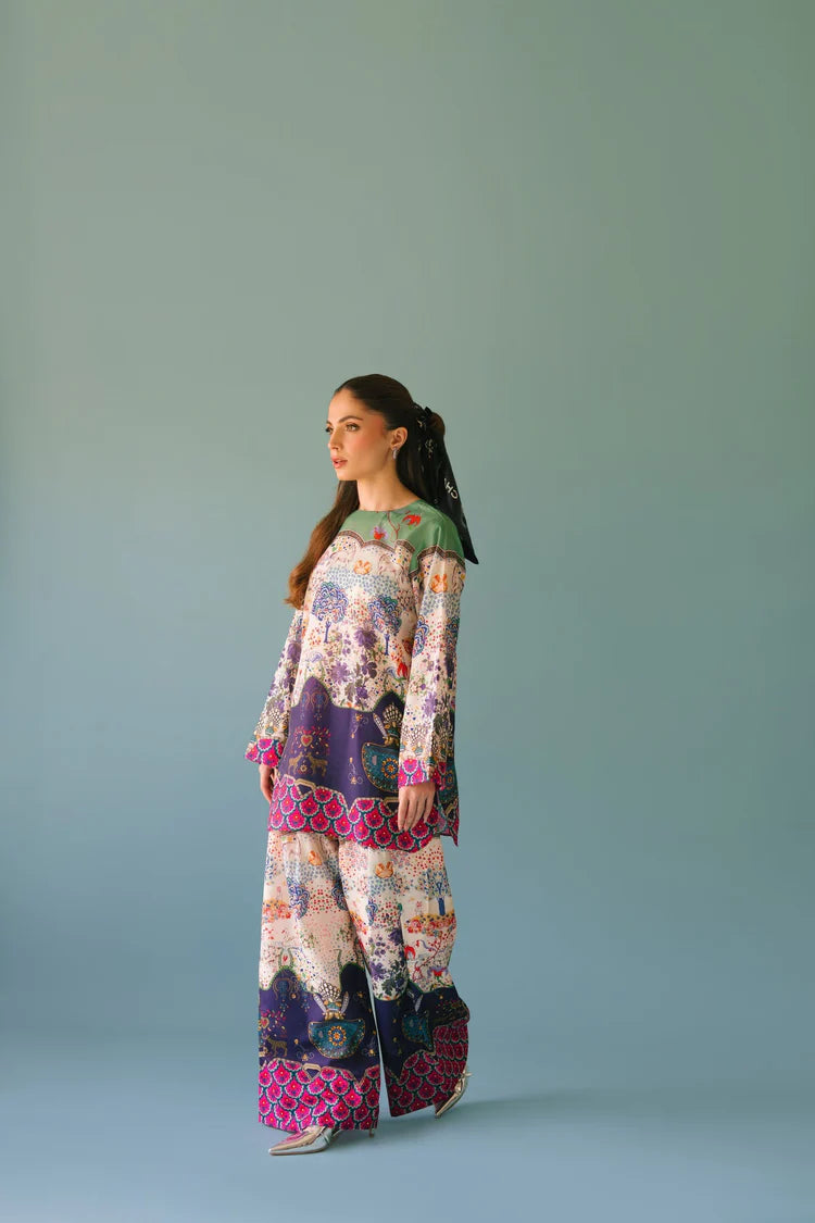 ADORE-2PC SHAMOZE SILK PRINTED SHIRT & SHAMOZE SILK PRINTED TROUSER-ADR-2005
