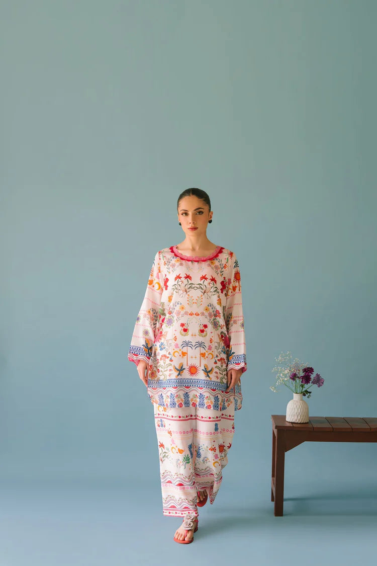 ADORE-2PC SHAMOZE SILK PRINTED SHIRT & SHAMOZE SILK PRINTED TROUSER-ADR-2006