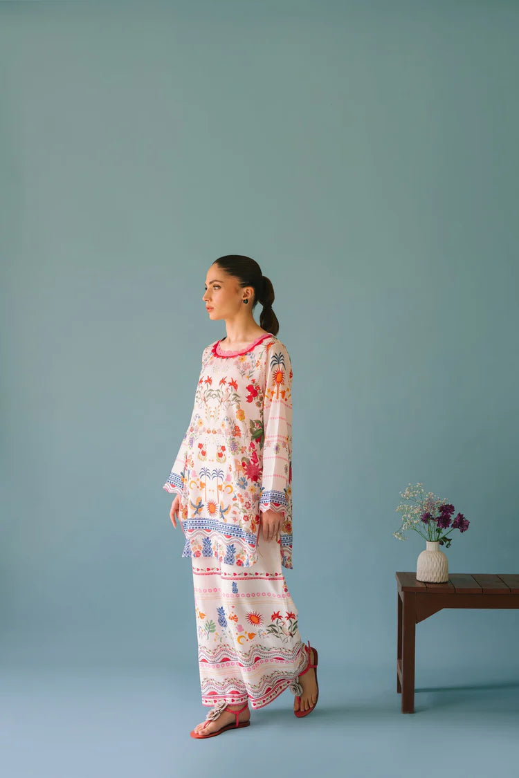 ADORE-2PC SHAMOZE SILK PRINTED SHIRT & SHAMOZE SILK PRINTED TROUSER-ADR-2006