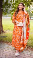 ANEELAS-3PC LAWN DIGITAL PRINTED SHIRT WITH SILK PRINTED DUPATTA AND PRINTED TROUSER-ADR-030