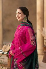 JADE-3PC DHANAK CHIKANKAARI EMBROIDERED SHIRT WITH WOOL PRINTED SHAWL AND TROUSER -ADR-5134