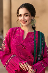 JADE-3PC DHANAK CHIKANKAARI EMBROIDERED SHIRT WITH WOOL PRINTED SHAWL AND TROUSER -ADR-5134