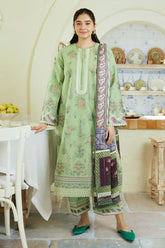 ZAHRA SHAHJAHAN- 3PC DHANAK EMBROIDERED SHIRT WITH WOOL PRINT SHAWL-ADR-3273