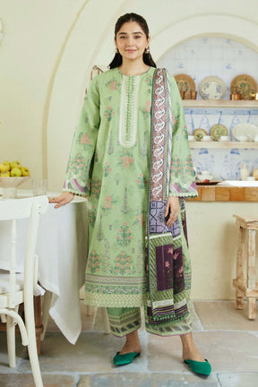 ZAHRA SHAHJAHAN- 3PC DHANAK EMBROIDERED SHIRT WITH WOOL PRINT SHAWL-ADR-3273