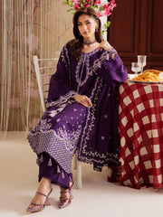MAHNUR-3PC DHANAK EMBROIDERED SHIRT WITH DHANAK EMBROIDERED SHAWL & TROUSER-ADR-4328