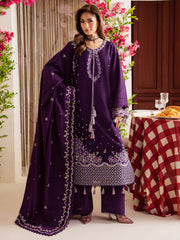 MAHNUR-3PC DHANAK EMBROIDERED SHIRT WITH DHANAK EMBROIDERED SHAWL & TROUSER-ADR-4328
