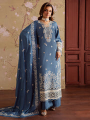 MAHNUR-3PC DHANAK EMBROIDERED SHIRT WITH DHANAK EMBROIDERED SHAWL & TROUSER-ADR-4323