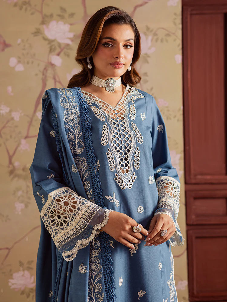 MAHNUR-3PC DHANAK EMBROIDERED SHIRT WITH DHANAK EMBROIDERED SHAWL & TROUSER-ADR-4323