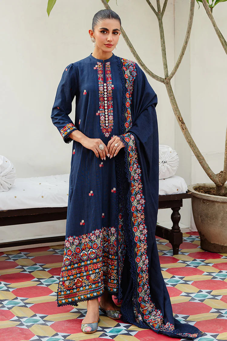 CROSS STITCH-3PC DHANAK EMBROIDERED SHIRT WITH DHANAK EMBROIDERED SHAWL AND TROUSER-ADR-4275