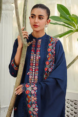 CROSS STITCH-3PC DHANAK EMBROIDERED SHIRT WITH DHANAK EMBROIDERED SHAWL AND TROUSER-ADR-4275
