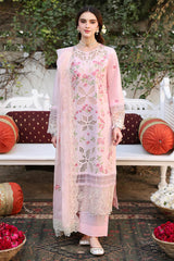 MAHNUR-3PC LAWN EMBROIDERED SHIRT WITH KHADDI NET EMBROIDERED DUAPTTA AND TROUSER-ADR-4643