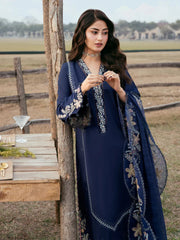 IZEL-3PC LAWN EMBROIDERED SHIRT WITH KHADDI NET EMBROIDERED DUPATTA AND TROUSER-ADR-4817
