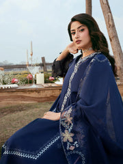 IZEL-3PC LAWN EMBROIDERED SHIRT WITH KHADDI NET EMBROIDERED DUPATTA AND TROUSER-ADR-4817