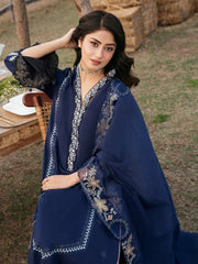 IZEL-3PC LAWN EMBROIDERED SHIRT WITH KHADDI NET EMBROIDERED DUPATTA AND TROUSER-ADR-4817