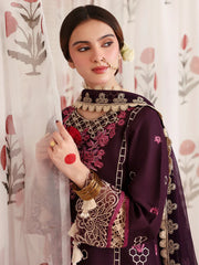 MAHNUR-3PC LAWN LASERWORK EMBROIDERED SHIRT WITH KHAADI NET EMBROIDERED DUPATTA AND TROUSER -ADR-4691