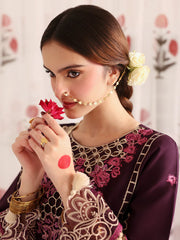 MAHNUR-3PC LAWN LASERWORK EMBROIDERED SHIRT WITH KHAADI NET EMBROIDERED DUPATTA AND TROUSER -ADR-4691