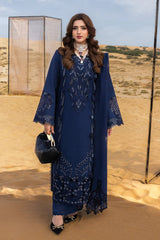 RANG RASIYA-3PC LAWN LASERCUTWORK EMBROIDERED SHIRT WITH KHAADI NET EMBROIDERED DUPATTA AND TROUSER -ADR-4773