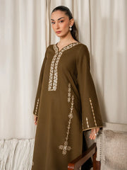 IZEL-2PC DHANAK EMBROIDERED SHIRT WITH DHANAK EMBROIDERED SLEEVES-ADR-15078
