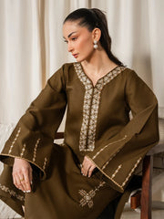 IZEL-2PC DHANAK EMBROIDERED SHIRT WITH DHANAK EMBROIDERED SLEEVES-ADR-15078