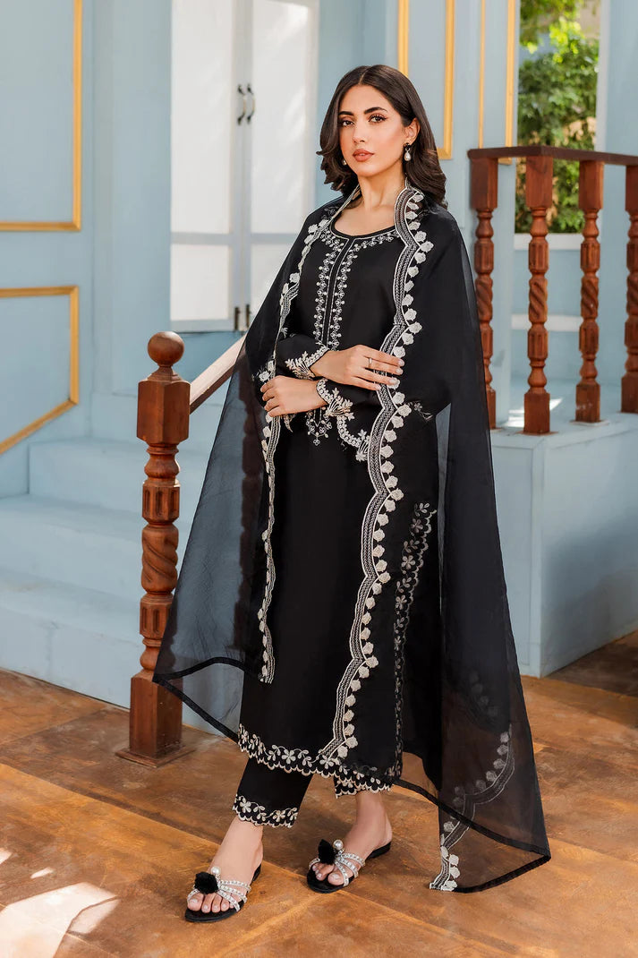 HANA - 3PC DHANAK EMBROIDERED WITH ORGANZA EMBROIDERED DUPPATTA - ADR-3306